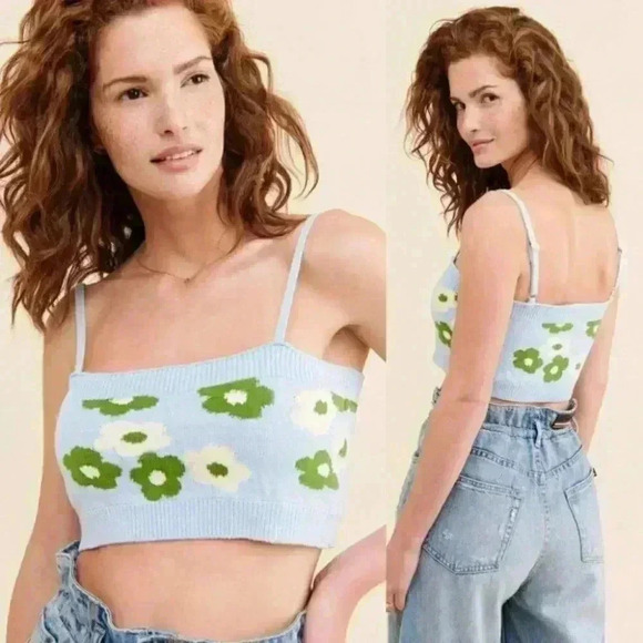 SALE Callahan Meg Flower Power Cami Size Medium Baby Blue Floral EUC $172 - Picture 1 of 12
